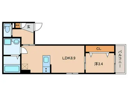 CRECIA一宮III(1LDK/3階)の間取り写真