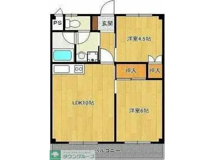 マンション佐々木(2LDK/2階)の間取り写真
