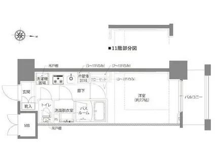 AELL亀有(1K/5階)の間取り写真