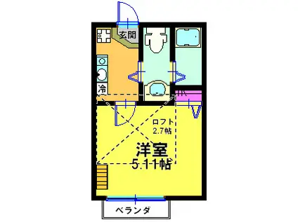 ウィステニア弘明寺(1K/2階)の間取り写真