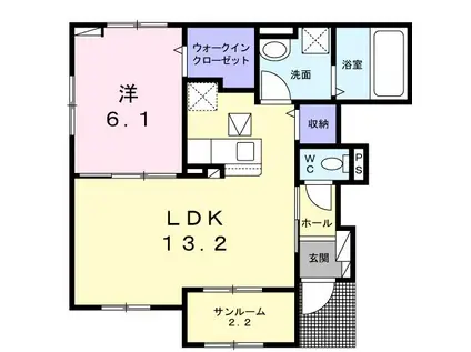 ヴェルドミール緑台I(1LDK/1階)の間取り写真