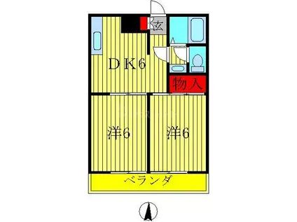 サンハイツ梅郷(2DK/2階)の間取り写真