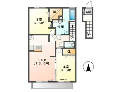 シェリール(2LDK/2階)の間取り写真