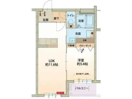 ハートフルHYAKUEI(1LDK/2階)の間取り写真