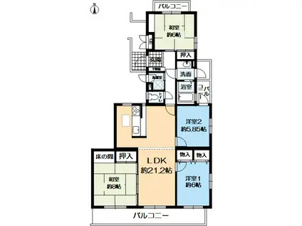 エルシー糀台2 411号棟(4LDK/5階)の間取り写真