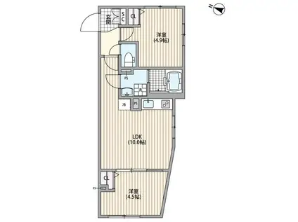 GRANPASEO中野III(2LDK/3階)の間取り写真