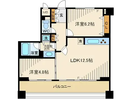 プラザハウス(2LDK/9階)の間取り写真