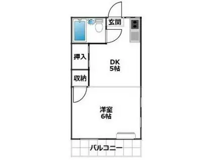 海野ハイツ(1DK/2階)の間取り写真