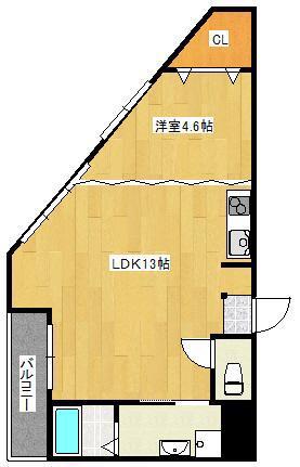 三萩野ビル(1LDK/5階)の間取り写真