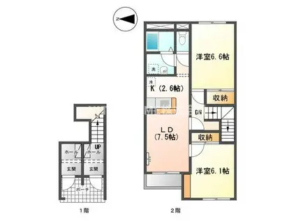 グリーンハイム生野2番館(2LDK/2階)の間取り写真
