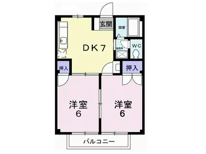 エムシティ(2DK/1階)の間取り写真
