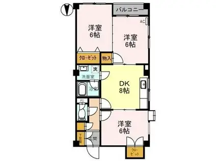 メープルハイム(3DK/2階)の間取り写真