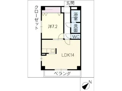 BAMGRASS(1LDK/3階)の間取り写真
