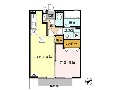 アルペジオ久原B(1LDK/1階)の間取り写真