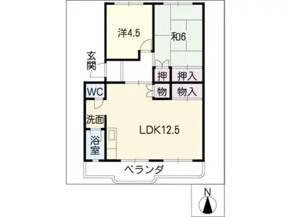 メープルタウンSAKANO(2LDK/2階)の間取り写真