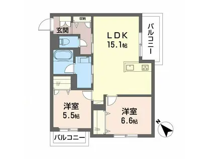 シャーメゾンDAIII(2LDK/2階)の間取り写真