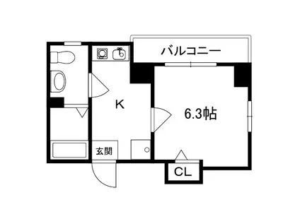 アーバンステージ(1K/3階)の間取り写真