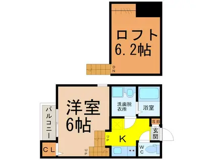 IRIS(1K/2階)の間取り写真