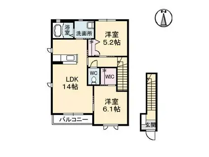 シャーメゾン南青山(2LDK/2階)の間取り写真