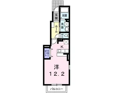 アースリバーD(1K/1階)の間取り写真