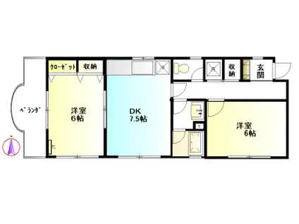 岩崎マンション(2DK/3階)の間取り写真