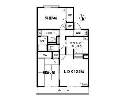 グリーンハイツC(2LDK/2階)の間取り写真