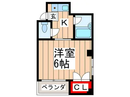 マイコーポ玉造(1K/2階)の間取り写真