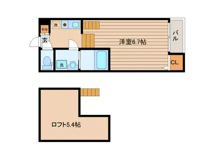 ＪＲ仙石線 小鶴新田駅 徒歩10分 2階建 築13年(1K/1階)の間取り写真