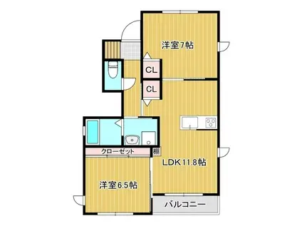 ソフィア百合ケ丘 弐番館(2LDK/1階)の間取り写真