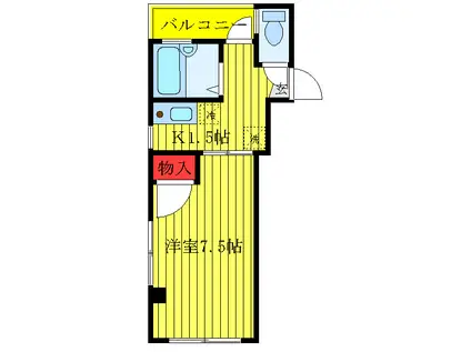 青木マンションII(1K/1階)の間取り写真