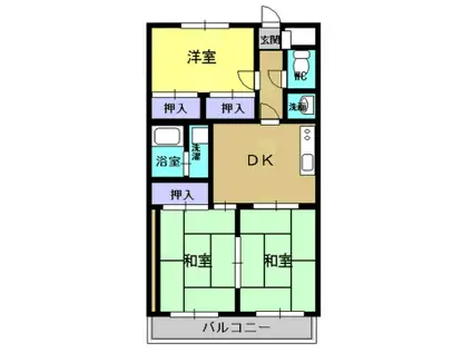 リバーサイド永田(3DK/5階)の間取り写真