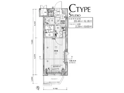 ルーブル西荻窪弐番館(1K/2階)の間取り写真
