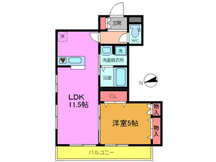 シェルム オータ(1LDK/3階)の間取り写真