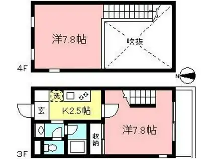 ブランドール(2K/3階)の間取り写真