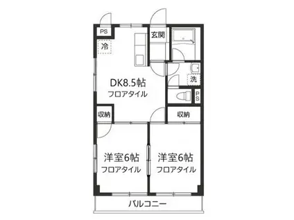 ライムかいぬま(2DK/2階)の間取り写真