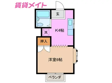 ヴィラ大安(1K/2階)の間取り写真