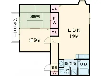 リバーランドジョイD棟(2LDK/1階)の間取り写真