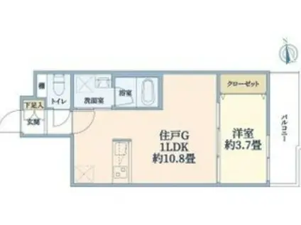 ウェルスクエア西宮(1LDK/4階)の間取り写真