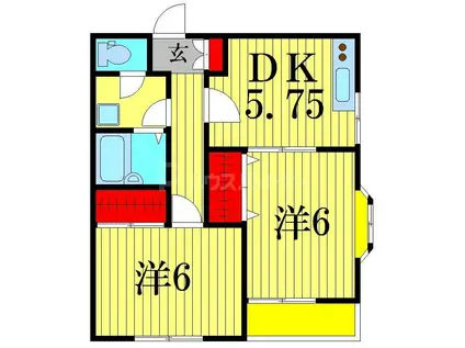 コートマグノーリアB(2DK/1階)の間取り写真