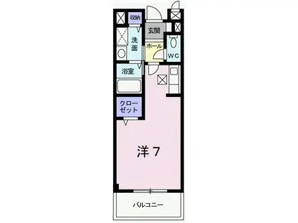 リバーサイドヴィレッジ(ワンルーム/1階)の間取り写真