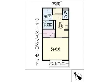 タウンコート松阪(1K/2階)の間取り写真