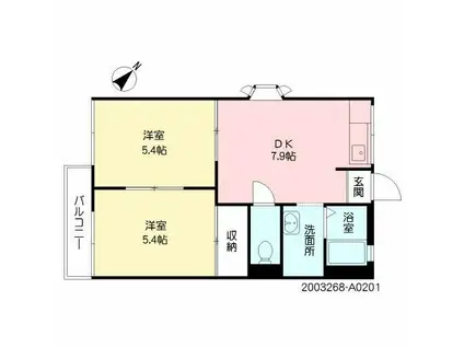 プリムローズ(2DK/2階)の間取り写真