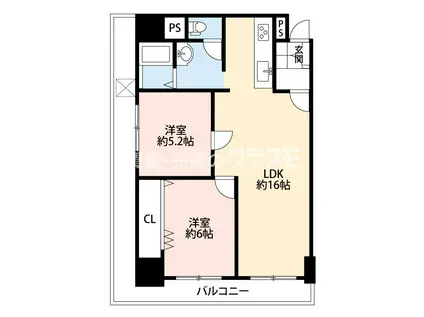 セトゥるメント苗代田(2LDK/2階)の間取り写真