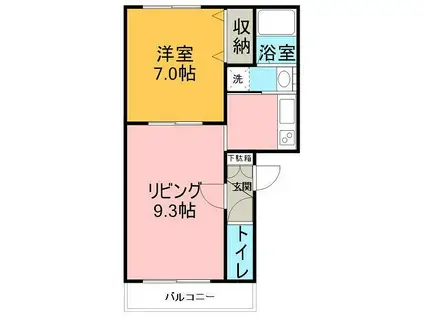 リバティー眺陽台(1LDK/3階)の間取り写真