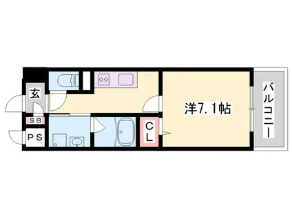 コージーコート(1K/2階)の間取り写真