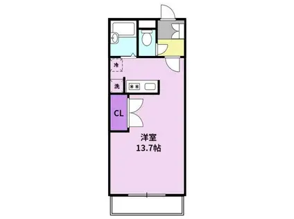 ワンバイワン(ワンルーム/3階)の間取り写真