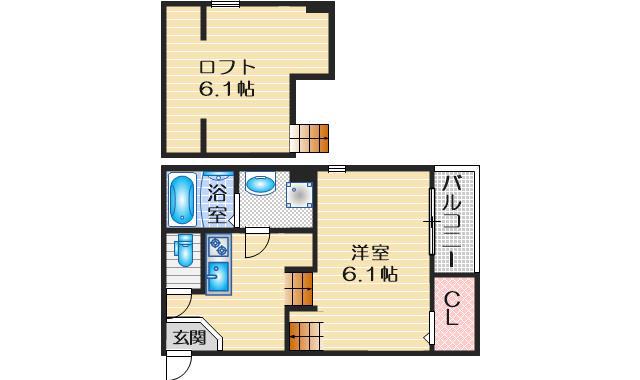HR金田町(1K/2階)の間取り写真
