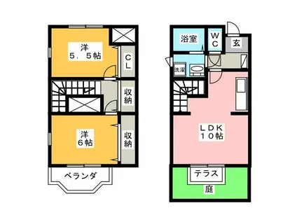 ラフォーレ21 B(2LDK/1階)の間取り写真