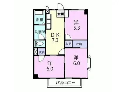 ルフラン小幡A(3DK/2階)の間取り写真