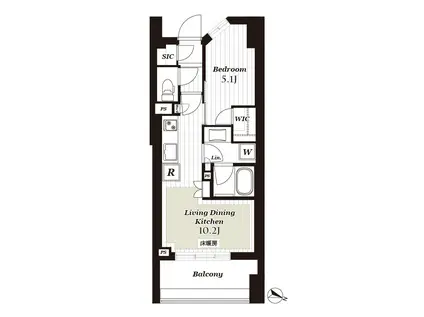 ザ・マジェスティコート目黒(1LDK/14階)の間取り写真